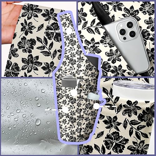 Yoga Bag for Women, Large Yoga Mat Bag Tote Carrier with Wet Dry Pocket | Water Bottle Holder & Adjustable Strap, Fits 1/2" Thick Yoga Mat for Gym, Pilates, Travel, Work - color: Black Flowers