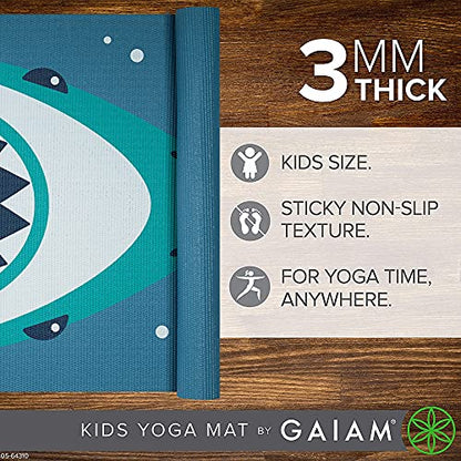 Gaiam Kids Printed Yoga Mat, Non-Toxic, Fun Design, 3mm - color: Chomper