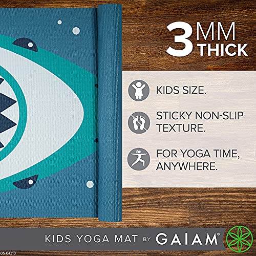 Gaiam Kids Printed Yoga Mat, Non-Toxic, Fun Design, 3mm - color: Chomper