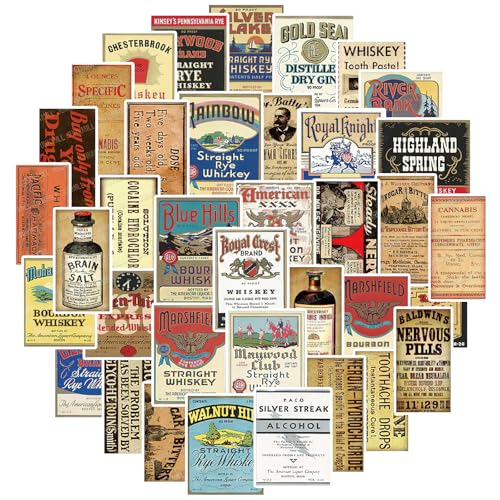 100 Pcs Vintage Wine Bottle Stickers,Liquor Bottle Lable Stickers | for Envelope Seal, Scrapbook,Journals,Holiday Decor, DIY Crafts,Water Bottle - style: wine bottle