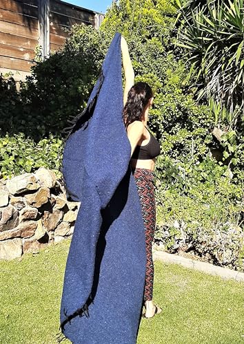 Open Road Goods Solid Color Mexican Yoga Blanket – Large Handwoven Throw for Yoga, Beach, Camping or Home – Soft and Durable Cotton Blend - color: Slate Blue Blanket
