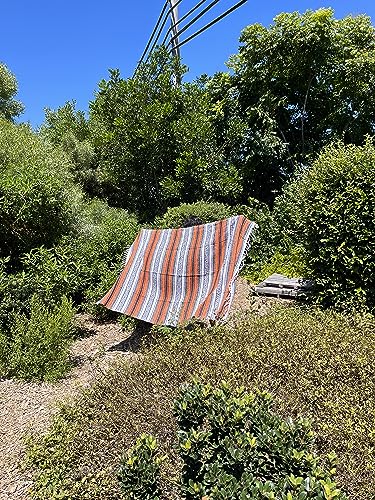 Open Road Goods Mexican Blanket - Authentic Serape Falsa Blanket - Handmade (Orange) - color: Orange