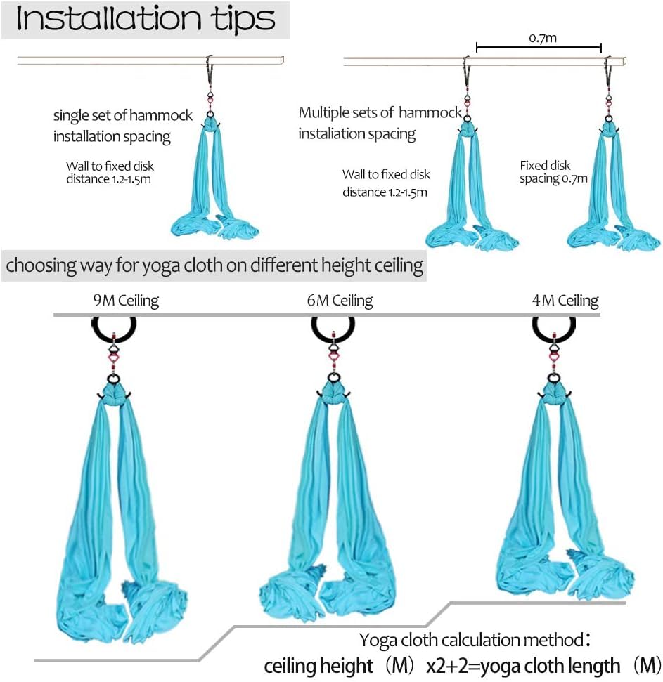 Deluxe Aerial Silks Equipment Set - 11 Yards Aerial Yoga Hammock Swing for Acrobatic, Circus Arts, Dance (L:10m W:2.8m) - color: Orange