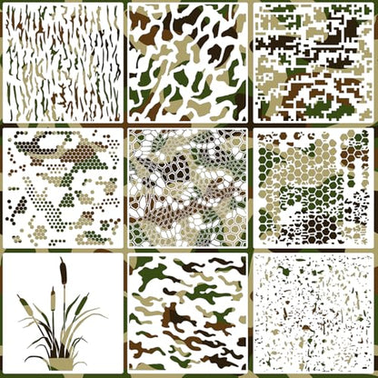 Camo Stencils for Spray Paint 12inch Camouflage Stencils | Reusable Camo Stencil for Painting on Boat Truck Fabric Wall - style: Camo