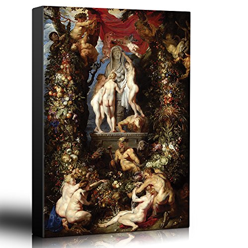 wall26 - Oil Painting of Nature Adorning The Three Graces by Peter Paul Rubens - Baroque Style - Angels, Catholic, Devil - Canvas Art Home Art - 12x18 inches - color: 23. Nature Adorning the Three Graces, size: 18"L x 12"W