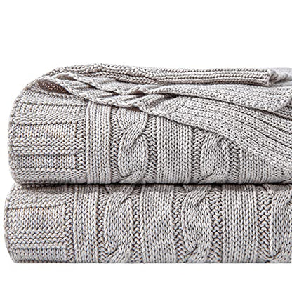 NTBAY Cotton Cable Knit Throw Blanket, 51 x 67, Silver Grey - color: Silver Grey, size: Throw(51"x67")