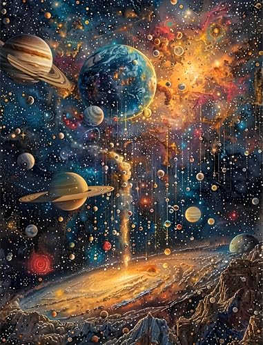 Shouruihua Diamond Painting Kits for Adults, Planets Diamond Art Kits | Space, Universe, Gem Art, Diamond Dotz Kits, Diamond Dots, Wall Art, Adult Crafts, Full Round Drill Diamond, 11.8x15.7 in - color: Planets