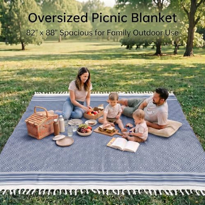 Yongoes Turkish Beach Towel Blanket Oversized 82x88 Blue Boho - color: Blue, size: Extra Large 82"x88"（208x224cm）