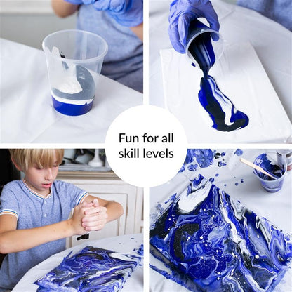 WA Portman Artist Acrylic Painting Kit 38pc Complete Fluid Art Painting Kit | 38pc Acrylic Pouring Paint Set, 6 Bottles of Ready Pour Pre-mixed Paint Kit for Adult & Kids Paint Pouring Kits, Artist Set