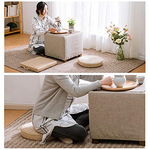 HUAWELL Japanese Tatami Cushion Floor Pillow Zafu Natural Seat Furniture Meditation Furniture Floor Mat Cushion Multi-Functional Handmade Breathable Square,Beige (19.7 * 19.7 * 3.97 Inch) - size: 19.7*19.7*3.97 Inch
