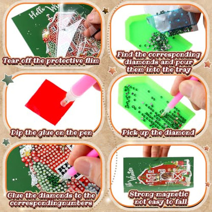 Saillong 12 Pack Fall Diamond Painting Greeting Cards Kits DIY Holiday Diamond Art Cards with Envelopes Halloween Christmas 5D Rhinestones Painting Making Kit for Adult DIY Crafts Party Favors Gifts - color: Holiday