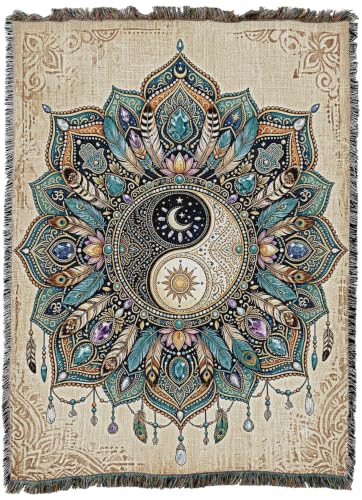 Pure Country Weavers Boho Celestial Mandala Blanket - Gift Tapestry Throw Woven from Cotton - Made in The USA (72x54) - color: Boho Celestial Mandala, size: 72x54