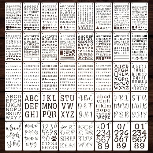 Letter Stencils for Painting, 40 Pcs 7 x 4 Inch for Wood Signs Quotes | Reusable & Easy to Clean, Font Styles & Symbols, Planner Pages, Painted Plaques, Custom Layouts, Beginner Friendly
