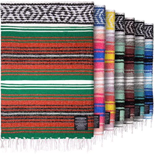 Hydration Nation Authentic Extra Large Mexican Blanket (70"x50") - Handwoven Yoga, Serape- Artisanal Falsa, Beach, Camping, Picnic, Outdoor - Storm Orange - color: Storm Orange