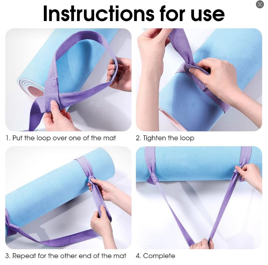 AKOAK Adjustable Yoga Mat Strap, Multi-purpose Strap, Durable Yoga Mat Carrying Strap (Excluding Yoga Mat), Pack of 1 - color: Purple