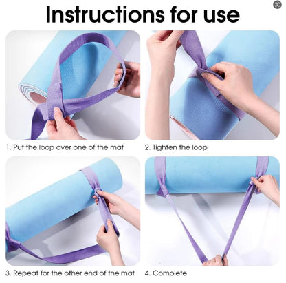 AKOAK Adjustable Yoga Mat Strap, Multi-purpose Strap, Durable Yoga Mat Carrying Strap (Excluding Yoga Mat), Pack of 1 - color: Purple