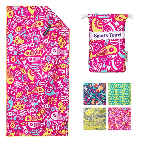 4Monster Quick Dry Beach Towel, Ultra Absorbent Microfiber Travel Towel, Lightweight & Compact for Beach, Swimming, Camping, Pool, Water Sports & Yoga - color: 03cherry Red, size: 78.00" x 35.00"