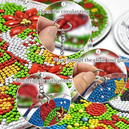 Eiflow Glass Diamond Art Hanging Kit for Adults Christmas, DIY Stained Glass Diamonds Painting Door Hanging Board Kit, Crystal Diamond Art Painting Pendant Ornament Full Drill - color: Snowman