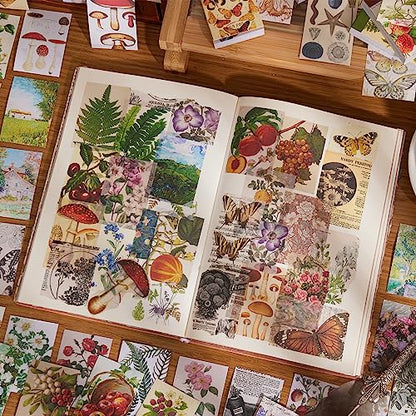 9 Sets 450 Sheets Washi Stickers for Journaling, Plants Fruit Flowers Butterfly Shell Boho Stickers Vintage Aesthetic Scrapbook Sticker for Bullet Journal Art Diary Card Craft Gifts Planner Notebook - style: Nature Style