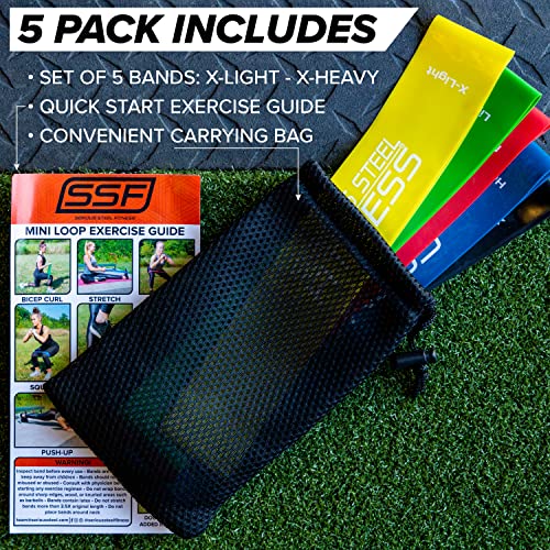 Serious Steel Fitness Mini Resistance Loop Bands | Rehab and Prehab Stretch Bands | 12" Exercise Workout Bands (Sets of 5 Pack and Sets of 10 Pack Trainer Options Available!) - color: 12" Mini Bands