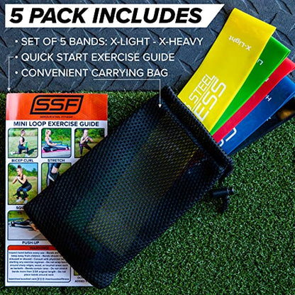 Serious Steel Fitness Mini Resistance Loop Bands | Rehab and Prehab Stretch Bands | 12" Exercise Workout Bands (Sets of 5 Pack and Sets of 10 Pack Trainer Options Available!) - color: 12" Mini Bands