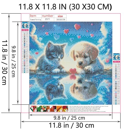 Shouruihua Dog Diamond Painting Kits for Adults, Cat Diamond Art Kits | Animal, Gem Art, Diamond Dotz Kits, Diamond Dots, Wall Art, Adult Crafts, Full Round Drill Diamond Painting Kits, 11.8x11.8in - color: Dog and Cat