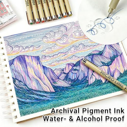 12 Colored Micro Pens 05, Fineliner pens Waterproof Archival Ink Micro Pen Set, Drawing Art Pens for Illustrating, Journaling, Bible Zentangle Supplies