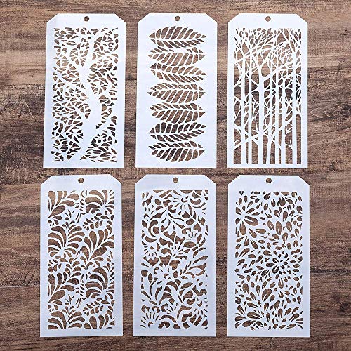 DIY Decorative Stencil Template for Scrapbooking Painting on Wall Furniture, Set of 6 (Leaf) - color: Leaf