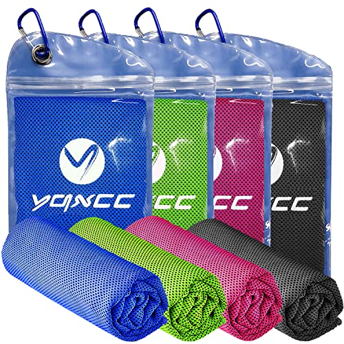 YQXCC 쿨링 타월 4팩(119.4cm x 30.5cm(47인치 x 12인치)), 목과 얼굴용 아이스 쿨 타월 - color: 다크 블루/다크 그레이/로즈 레드/그린