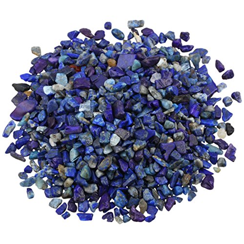 SUNYIK Natural Lapis Lazuli Tumbled Chips Stones with Throat Chakra Pillow | 0.5LB/230g Crushed Crystal Quartz Chips for 7 Chakra Healing Meditation Yoga Reiki Energy Balancing - color: Blue/Blue