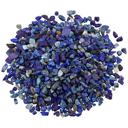 SUNYIK Natural Lapis Lazuli Tumbled Chips Stones with Throat Chakra Pillow | 0.5LB/230g Crushed Crystal Quartz Chips for 7 Chakra Healing Meditation Yoga Reiki Energy Balancing - color: Blue/Blue