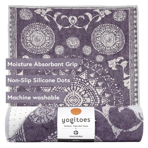 Manduka Yogitoes Hot Yoga Mat Towel - 71" | Moisture Activated Grip | Patented Silicone Nubs | Highly Absorbent, Durable & Easy Care | Made from Recycled Materials | 71 x 24 Inches | Geija Purple - color: Geiija Purple, size: 71" x 24"