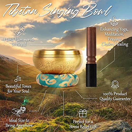 Relaehih 2-Pack Tibetan Singing Bowls Set - 100% Handmade in Nepal, Sound Bowl Meditation Set for Yoga, Chakra Healing, Meditation Gifts, Unique Gifts for Women (Blue, 3.15 + 4 inch) - color: Blue