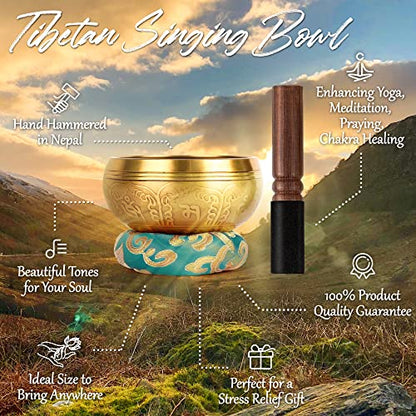Relaehih 2-Pack Tibetan Singing Bowls Set - 100% Handmade in Nepal, Sound Bowl Meditation Set for Yoga, Chakra Healing, Meditation Gifts, Unique Gifts for Women (Blue, 3.15 + 4 inch) - color: Blue