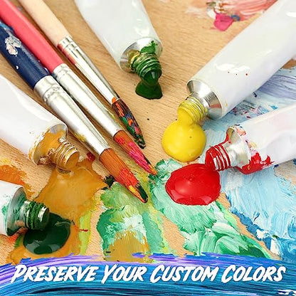 Qeeenar 24 Pcs Empty Aluminum Paint Tubes 20 ml Paint Tubes for Making Paint and Store Remaining Paint Acrylic Oils Watercolor Gouaches, with 2 Sheets Self Adhesive Label