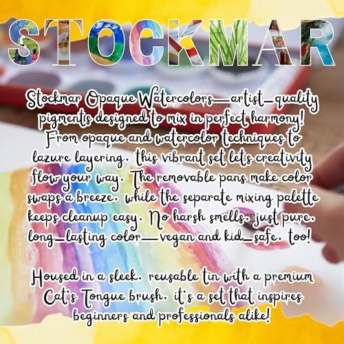 STOCKMAR Opaque Color Box - Set of 12 paints, Includes Opaque White Paint Tube, Brush, and Palette- Waldorf Art Supplies