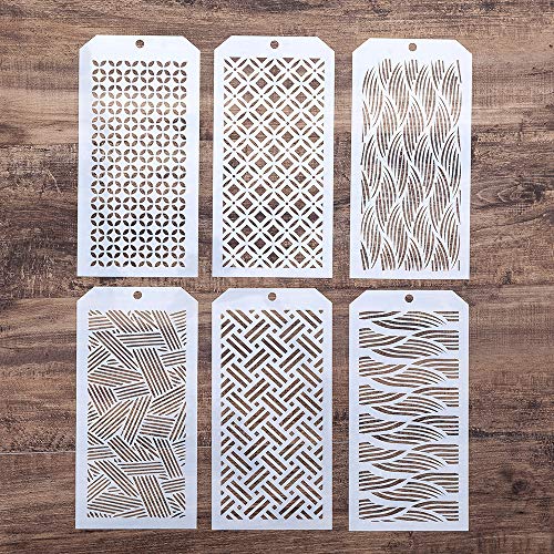 DIY Decorative Wave Stencil Template for Scrapbooking Painting on Wall Furniture Crafts, Set of 6 (Wave) - color: Wave