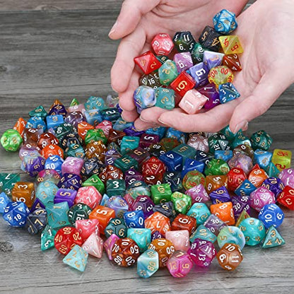DND Dice Set, 25 X 7 (175 Pcs) Polyhedral Dice with 1 Black Pouch - color: 25sets-1