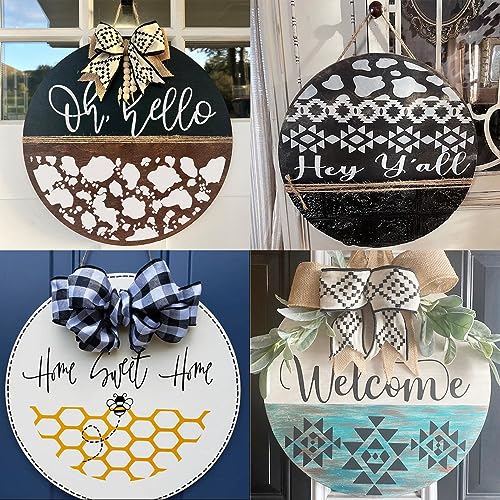 Welcome Stencils for Painting on Wood 12" Stencils for Crafts Reusable | Welcome Stencil for Wood Sign Hello Templates for Door Hanger - style: Daily 13p