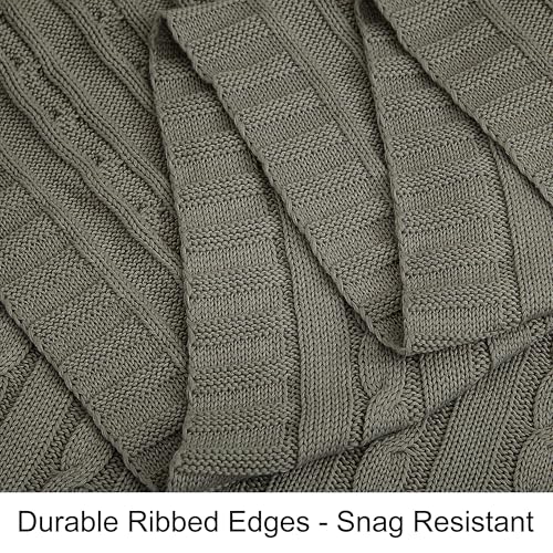 NTBAY Cotton Cable Knit Throw Blanket, 51 x 67, Grey - color: Grey, size: Throw(51"x67")