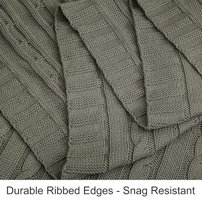 NTBAY Cotton Cable Knit Throw Blanket, 51 x 67, Grey - color: Grey, size: Throw(51"x67")