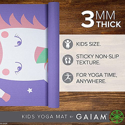 Gaiam Kids Printed Yoga Mat, Non-Toxic, Fun Design, 3mm - color: Twinkle Toes