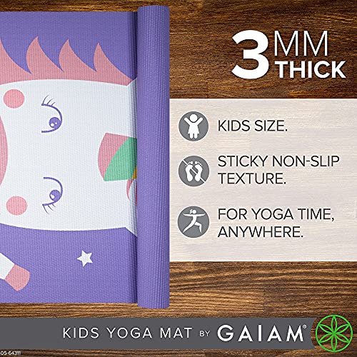 Gaiam Kids Printed Yoga Mat, Non-Toxic, Fun Design, 3mm - color: Twinkle Toes