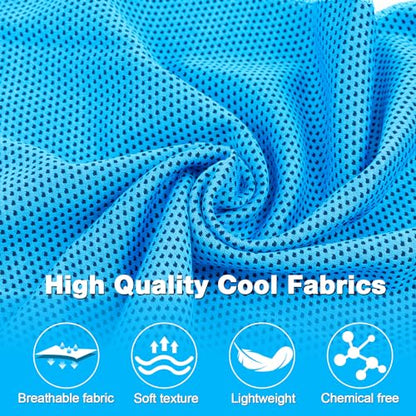 MENOLY 10 Pack Cooling Towels, 40"x12" Cooling Towels for Neck and Face with Breathable Carrying Bags,Soft Microfiber Instant Cooling Rags, Gym Workout Sweat Towel for Sports, Yoga, Camping, Running - size: 10 Pack