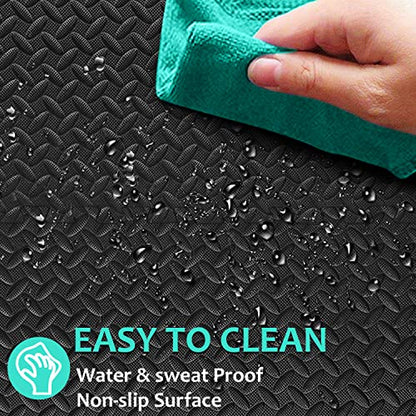 BEAUTYOVO Puzzle Exercise Mat with 12/24/48 Tiles Interlocking Foam Gym Mats, 24'' x 24'' EVA Foam Floor Tiles, Protective Flooring Mats for Gym Equipment - color: 192 Sq.Ft/48 tiles - All-Black