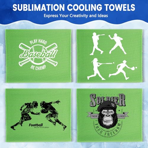 Hosuly 150 Pack Cooling Towels Bulk 40 x 12 Inch Large Chilly Breathable Sweat Sports Cold Towels Sublimation Microfiber Ice Neck Rag for Hot Weather Workout Gym Team Gift (Green) - color: Green