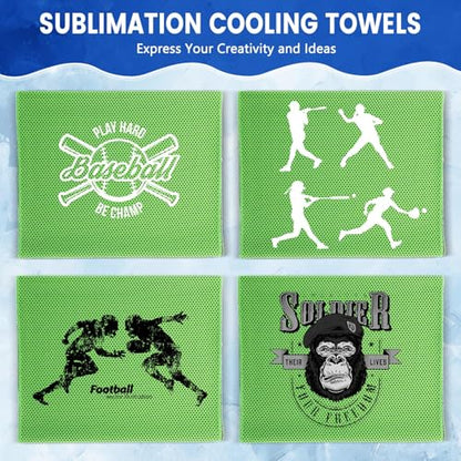 Hosuly 150 Pack Cooling Towels Bulk 40 x 12 Inch Large Chilly Breathable Sweat Sports Cold Towels Sublimation Microfiber Ice Neck Rag for Hot Weather Workout Gym Team Gift (Green) - color: Green