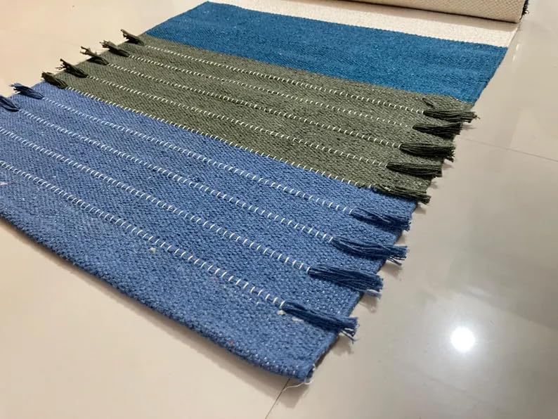 Payal Rugs Cotton Yoga Mat - Eco-Friendly Hand-Woven Rug - Non Slip & Thick (24”x72”x5mm) for Yoga Everyday Fitness at Home - Comfortable Extra-Long - color: Multicolor