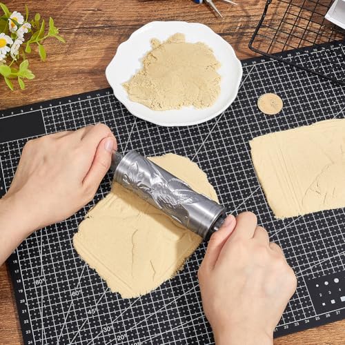 CRAFTYMELODY Hummingbird Pattern Clay Texture Roller Plastic Column Pottery Tools Rolling Pins Stamps Birds Texture Roller for Handmade Making Crafting Art DIY Projects Home Accessories