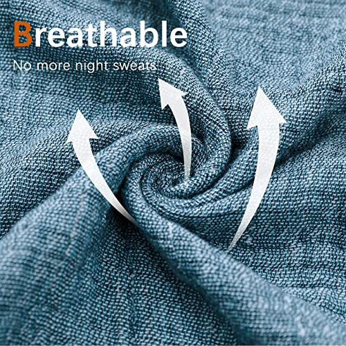 SE SOFTEXLY Muslin Throw Blanket, 4-Layer Dyed Yarn, 50”x60”, Denim Blue - color: 1-vintage Blue, size: Throw-50" x 60"
